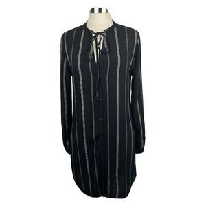 Rails Dress XS Womens Black Striped Stephanie Shirt Button Long Sleeves Mini